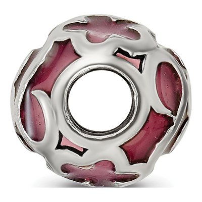 Sterling Silver Purple Floral Enamel Bead – view 3