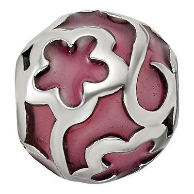 Sterling Silver Purple Floral Enamel Bead – view 4