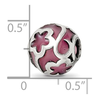 Sterling Silver Purple Floral Enamel Bead – view 6