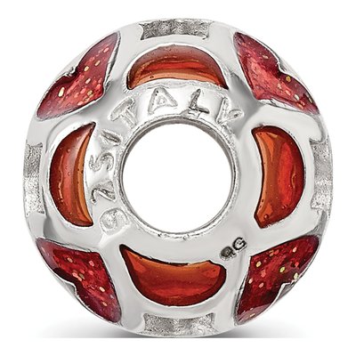 Sterling Silver Red Heart Enamel Bead – view 3