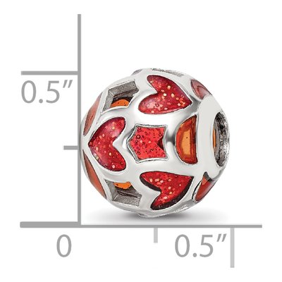 Sterling Silver Red Heart Enamel Bead – view 6