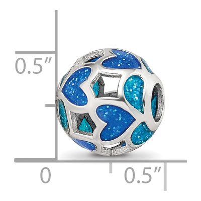Sterling Silver Blue Green Heart Enamel Bead – view 6