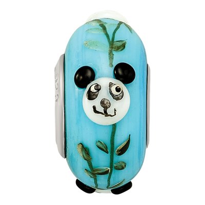 Sterling Silver Hand-Painted Panda Glass Bead – view 4