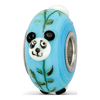 Sterling Silver Hand-Painted Panda Glass Bead
