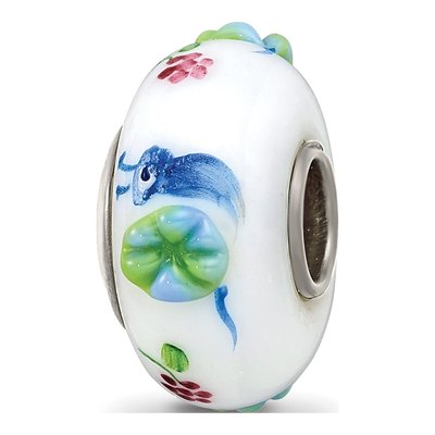 Sterling Silver Hand-Painted Snails Grapes Bead