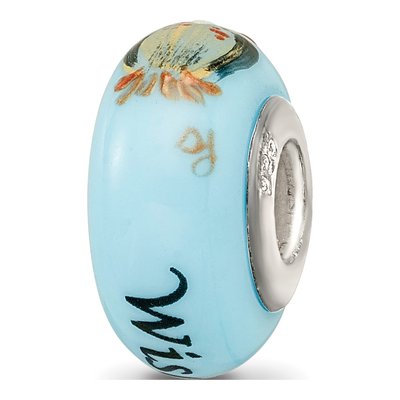 Sterling Silver Wisdom Owl Fenton Glass Bead – view 6