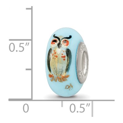 Sterling Silver Wisdom Owl Fenton Glass Bead – view 8