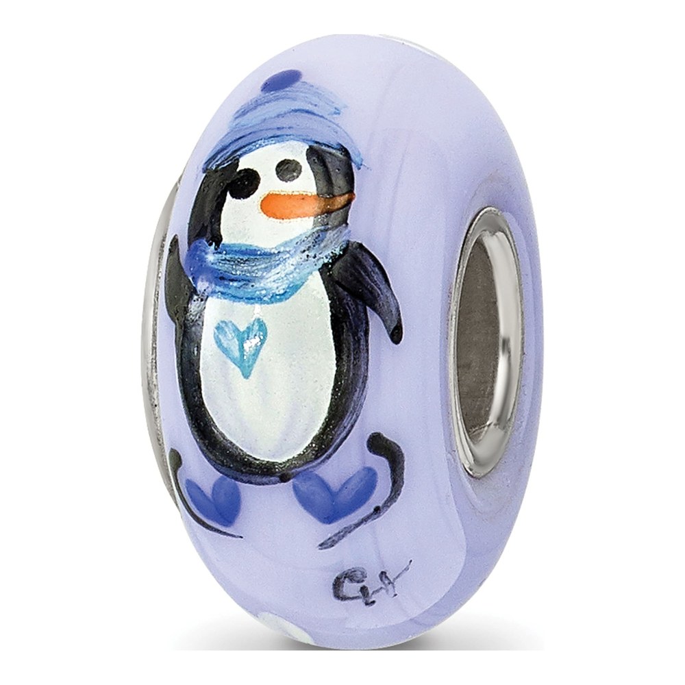 Sterling Silver Fenton Glass Penguin Bead
