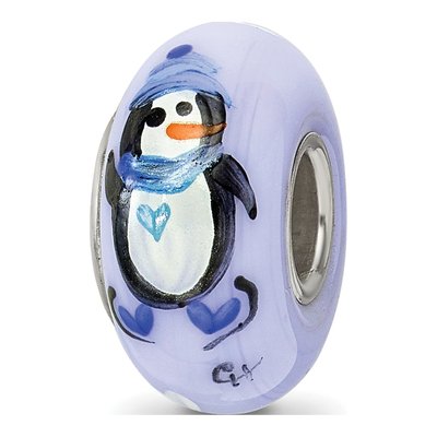 Sterling Silver Fenton Glass Penguin Bead
