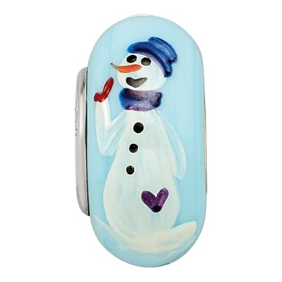 Sterling Silver Blue Snowman Fenton Glass Bead – view 4