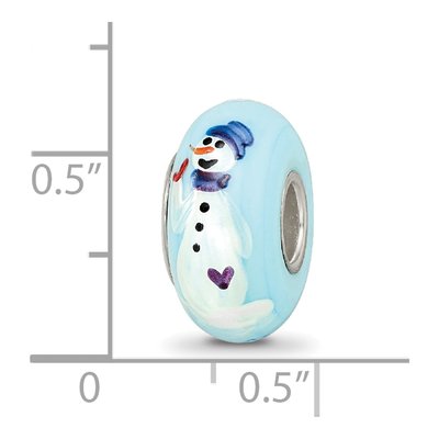Sterling Silver Blue Snowman Fenton Glass Bead – view 7
