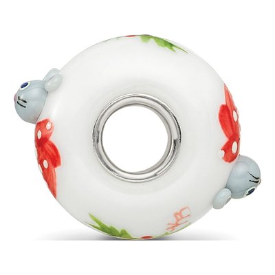 Sterling Silver Christmas Mouse Fenton Glass Bead – view 3