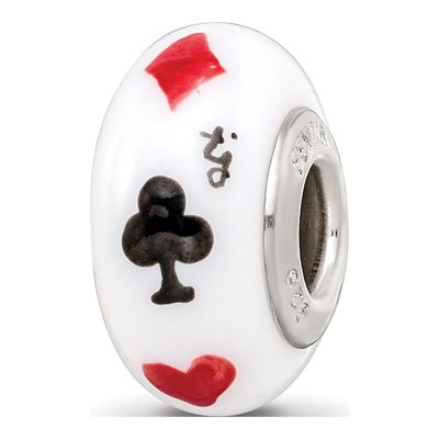 Sterling Silver Fenton Glass Lucky Suit Bead – view 6