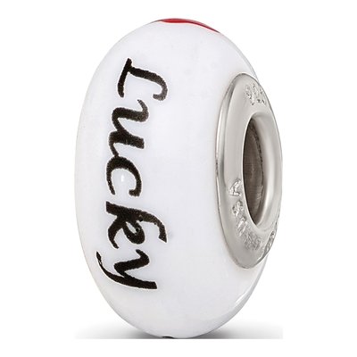 Sterling Silver Fenton Glass Lucky Suit Bead