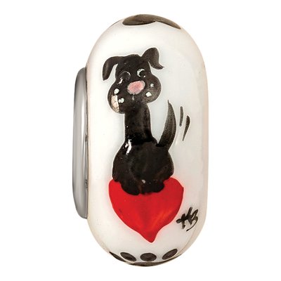 Sterling Silver Fenton Glass Muttley Dog Bead – view 4