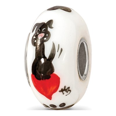 Sterling Silver Fenton Glass Muttley Dog Bead