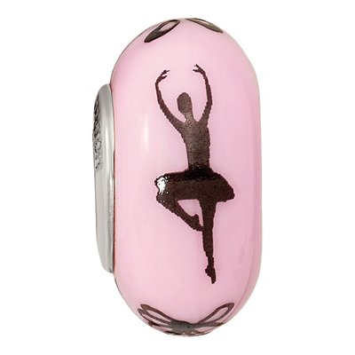 Sterling Silver Pink Ballerina Fenton Glass Bead – view 5