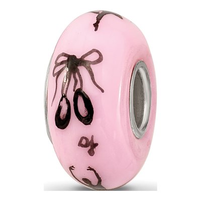 Sterling Silver Pink Ballerina Fenton Glass Bead – view 6
