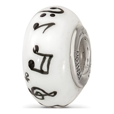 Sterling Silver Fenton Glass Music Note Bead