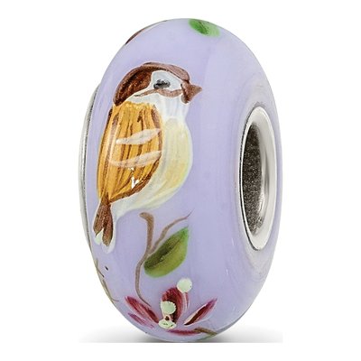 Sterling Silver Fenton Glass Sparrow Bead