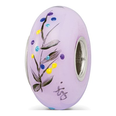 Sterling Silver Hand-Painted Fenton Glass Bird Bead – view 6
