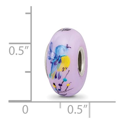 Sterling Silver Hand-Painted Fenton Glass Bird Bead – view 7