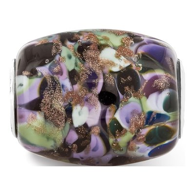 Sterling Silver Glitter African Violet Glass Bead – view 3