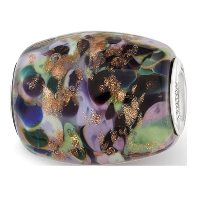 Sterling Silver Glitter African Violet Glass Bead