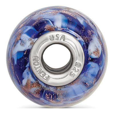 Sterling Silver Blue Glitter Fenton Glass Bead – view 3