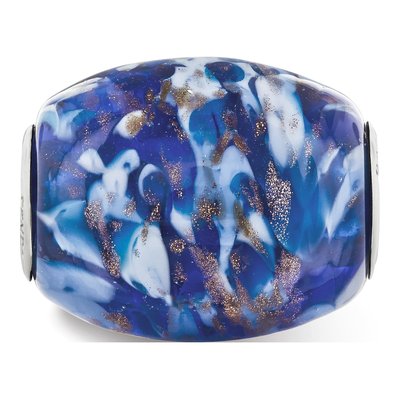 Sterling Silver Blue Glitter Fenton Glass Bead – view 5