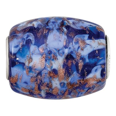 Sterling Silver Blue Glitter Fenton Glass Bead – view 6