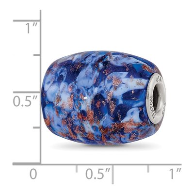 Sterling Silver Blue Glitter Fenton Glass Bead – view 7