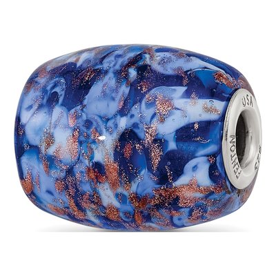 Sterling Silver Blue Glitter Fenton Glass Bead