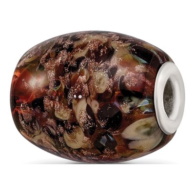 Sterling Silver Multi-Color Glitter Cat Glass Bead
