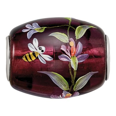 Sterling Silver Purple Magnolia Fenton Glass Bead – view 4