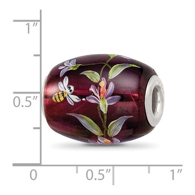Sterling Silver Purple Magnolia Fenton Glass Bead – view 6