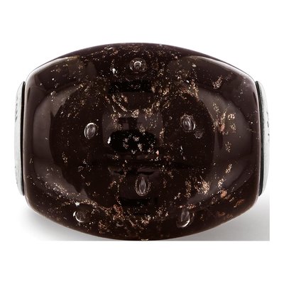 Sterling Silver Black Glitter Fenton Glass Bead – view 5