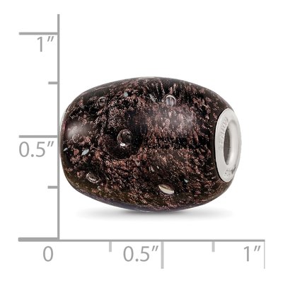 Sterling Silver Black Glitter Fenton Glass Bead – view 7