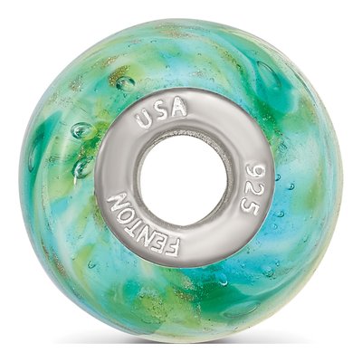 Sterling Silver Multi-Color Green Glitter Glass Bead – view 3