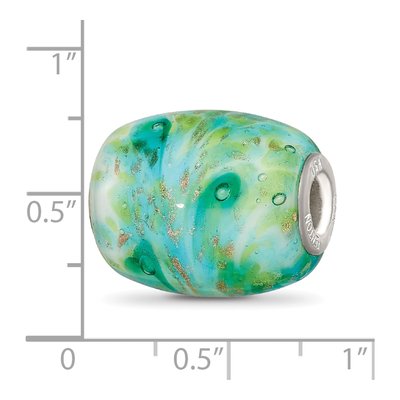 Sterling Silver Multi-Color Green Glitter Glass Bead – view 7