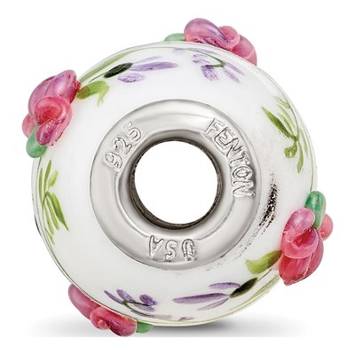 Sterling Silver Hand-Painted Fenton Glass Bead – view 3