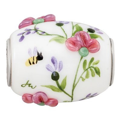 Sterling Silver Hand-Painted Fenton Glass Bead – view 5