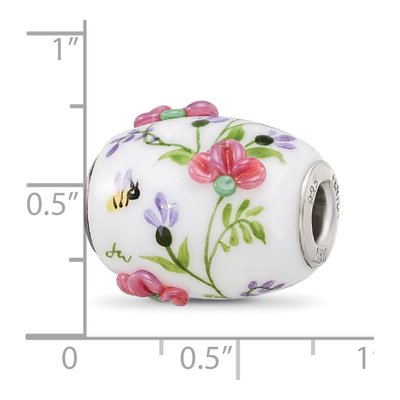 Sterling Silver Hand-Painted Fenton Glass Bead – view 6