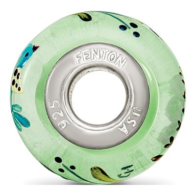 Sterling Silver Hand-Painted Fenton Glass Bead – view 3