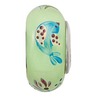 Sterling Silver Hand-Painted Fenton Glass Bead – view 4
