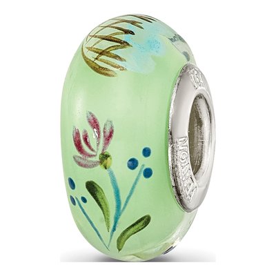 Sterling Silver Hand-Painted Fenton Glass Bead – view 6