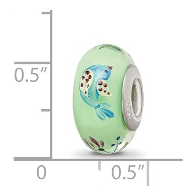 Sterling Silver Hand-Painted Fenton Glass Bead – view 7