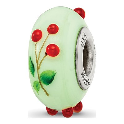 Sterling Silver Fenton Glass Cherry Bead