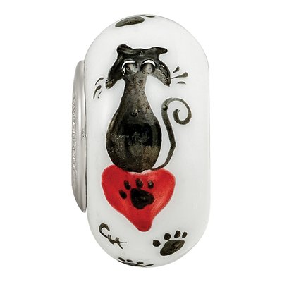 Sterling Silver Cat Paws Fenton Glass Bead – view 4
