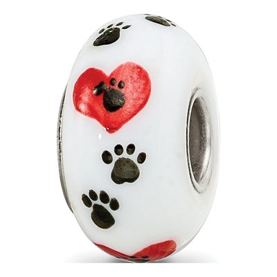 Sterling Silver Cat Paws Fenton Glass Bead – view 6
